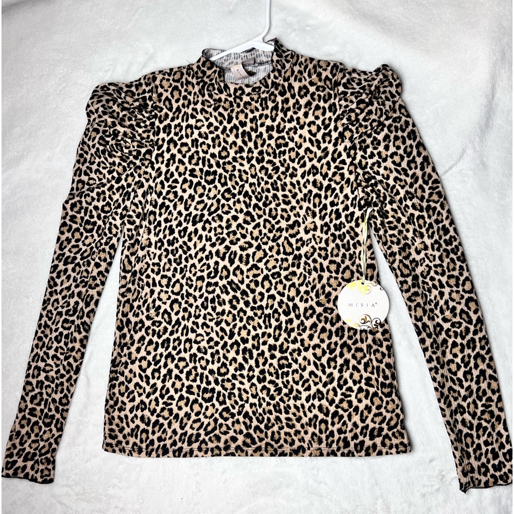 Leopard print Long sleeve mock neck